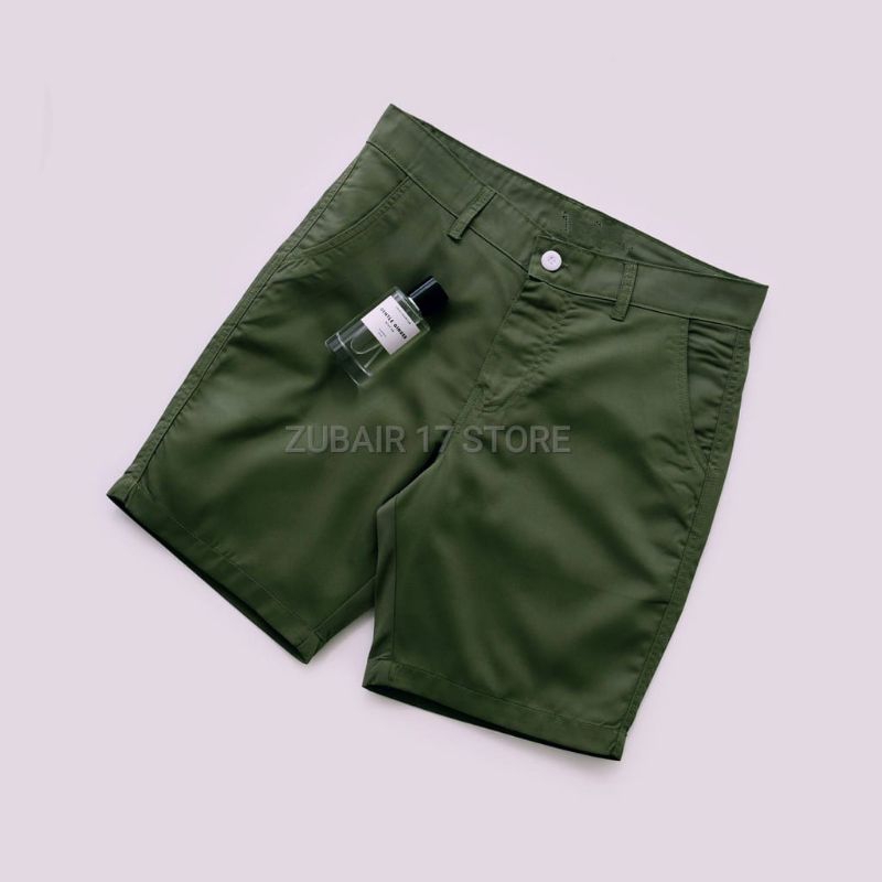 CELANA PENDEK PRIA CHINO PREMIUM QUALITY ARMY MOCCA GREY HITAM CREAM 28-38