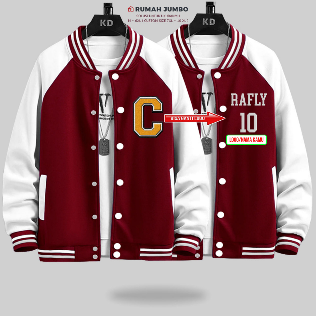 Jaket Bomber Varsity Baseball Latter C Oversize (M - 6XL) Jaket Custom