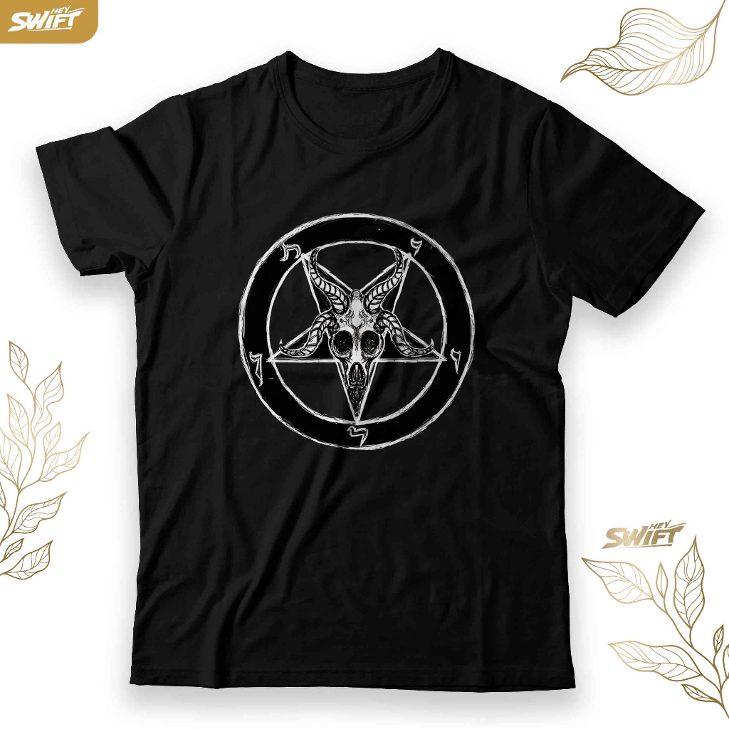 KAOS Baphomet Pentagram satanic TSHIRT BAJU DISTRO