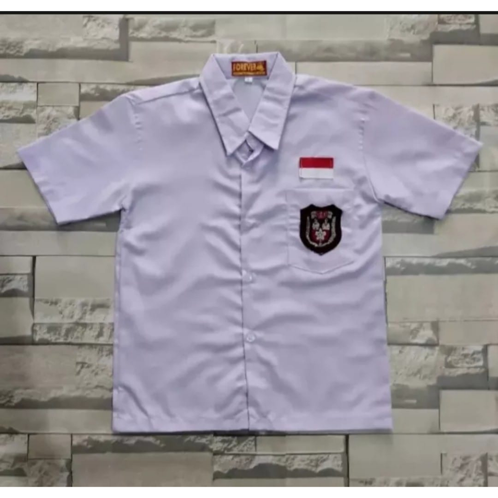 COD Baju Seragam Putih SD Lengan Pendek Kemeja Putih Lengan Pendek Seragam Sekolah SD Bendera Merah 