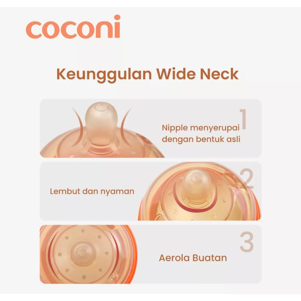 Coconi Ultra Wide Neck Baby Silicone Bottle 150ml / 210ml | Botol Dot Susu Bayi Anak Silicone Food Grade BPA FREE