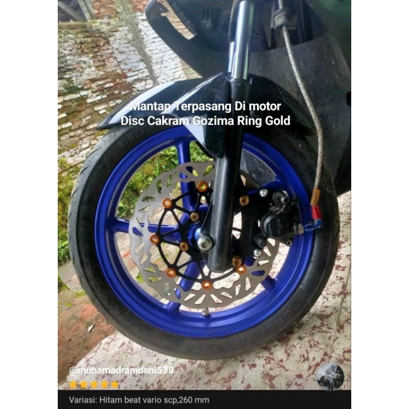 DISC PIRINGAN CAKRAM DEPAN MOSS HITAM 260MM+BREKET HONDA BEAT / YAMAHA MIO/BEAT VARIO SCOOPY/MIO BATMAN MIO SPORTY MIO LAMA MIO SOUL UNTUK LOBANG BAUT 4