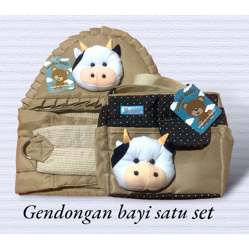satu set gendongan bayi samping renda cl dan tas kecil