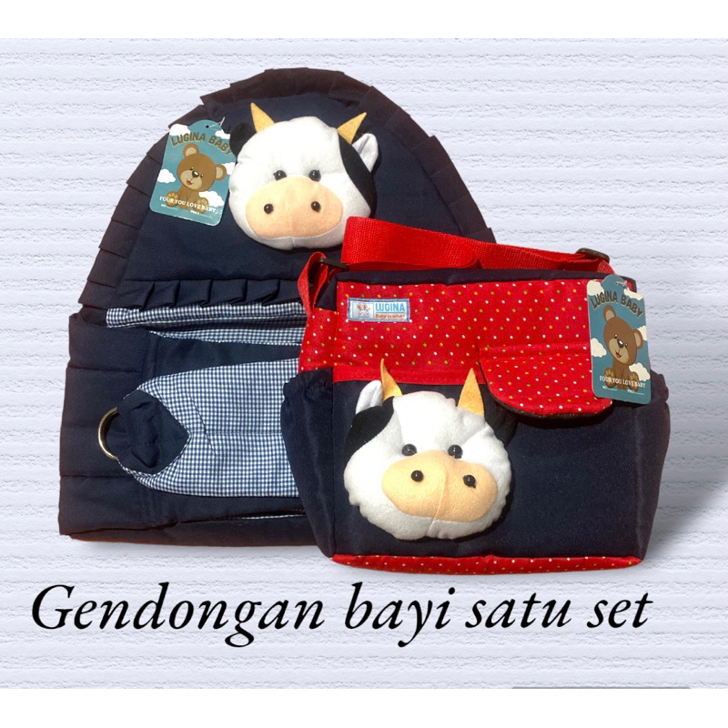 satu set gendongan bayi samping renda cl dan tas kecil