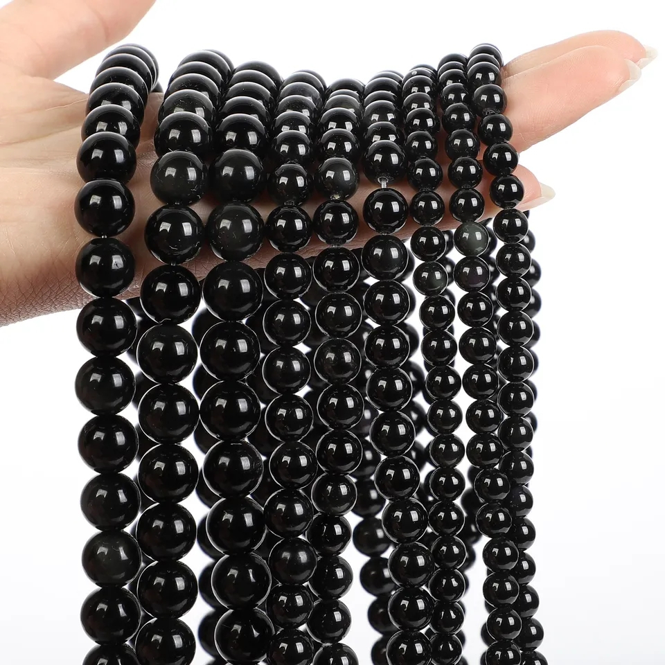 Manik Batu Black Onyx Doff 4mm 6mm 8mm 10mm 12mm Untuk Bahan Gelang