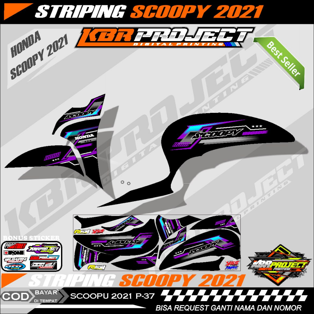 SCOOPY 2021 STIKER  STRIPING MOTOR KEREN LIS VARIASI STIKER MOTOR HONDA RACING P.37 TRANSPARAN COD