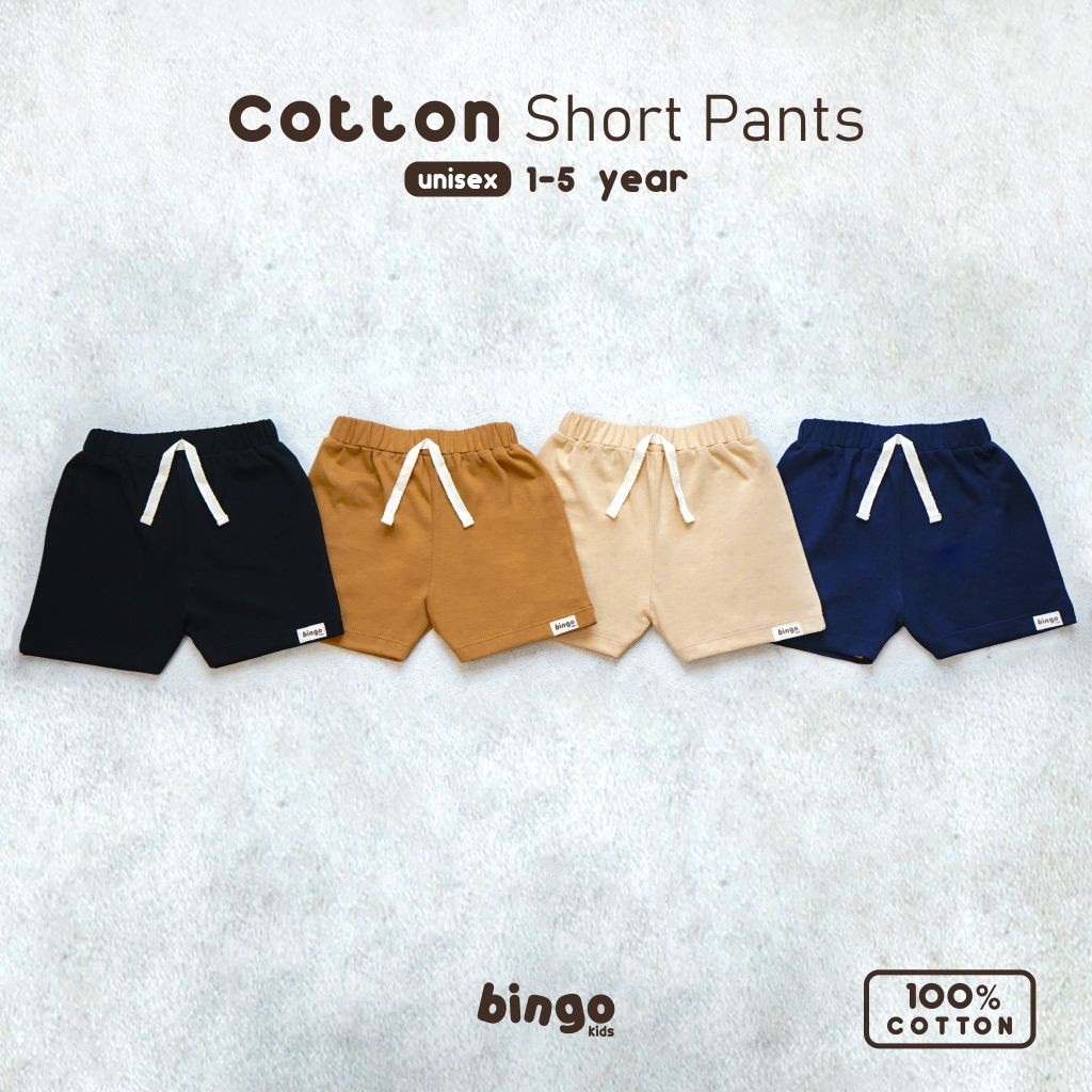 BINGOKIDS | COTTON SHORT PANTS / Celana Pendek Anak Balita / Celana 1-5 Tahun Anak Laki Unisex Katun Premium Hitam Navy Coklat Khaki Cream Krem