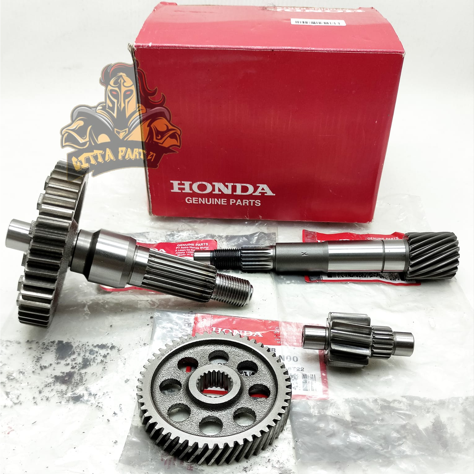 GIGI GEAR RASIO SET KOMPLIT 4 MACAM ASLI ORIGINAL HONDA KUALITAS ASLI ORIGINAL HONDA AHM PRESISI DAN DIJAMIN AWET BEAT LAMA BEAT KARBU SCOOPY KARBU SPACY KARBU VARIO 110 KARBU VARIO 110 TECHNO AS PULLY PULY