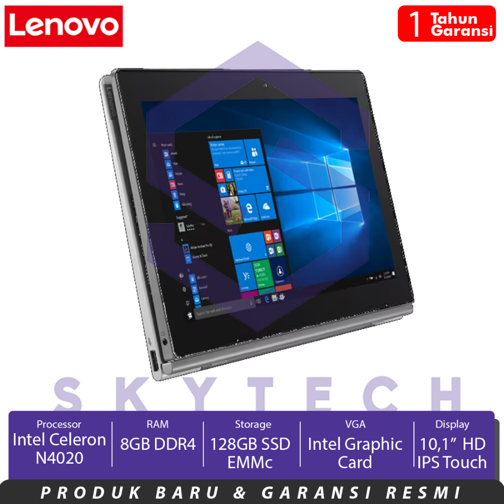 LAPTOP LENOVO IDEAPAD 3 10IGL/D330 N4020 8GB 128GB 82H0000MID FREE WINDOWS 10 PRO MINERAL GRAY