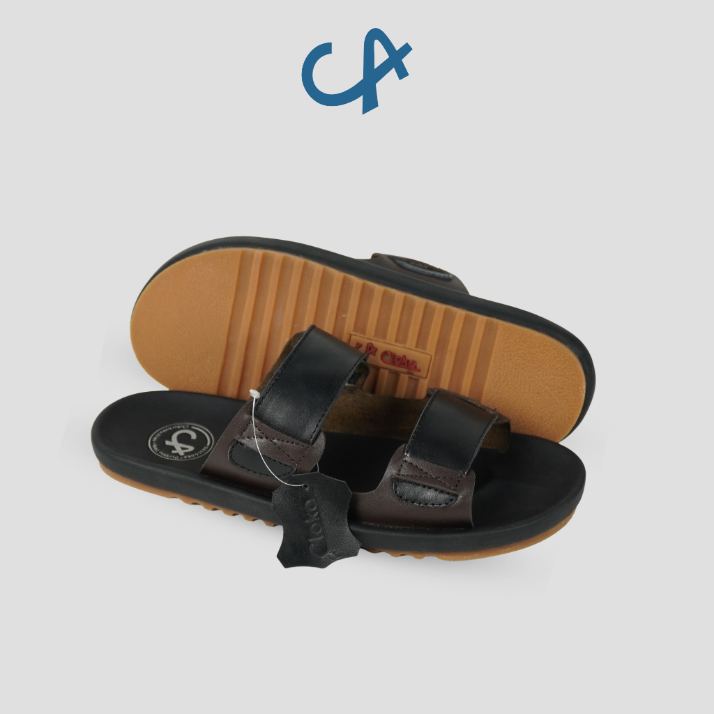 Sandal Pria Slide Santai Distro Sendal Slop Kulit Slipper Slip On for Men - Cloka Vettel