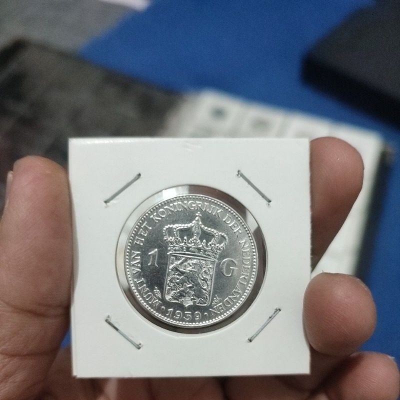 1 gulden silver  wilhelmina 1939 original