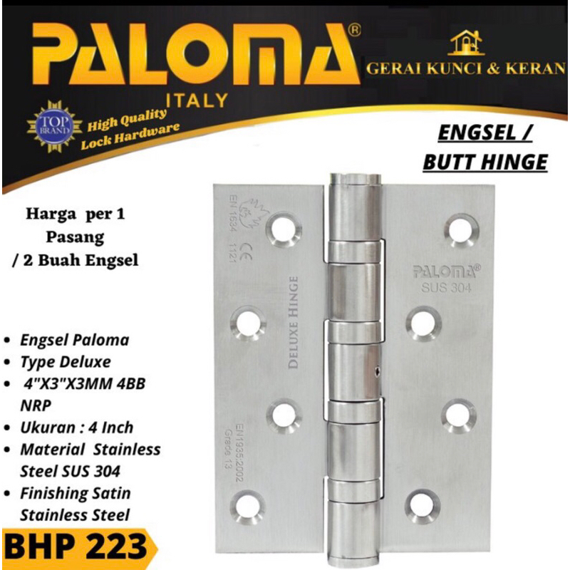 ENGSEL PINTU PALOMA 4inch (BHP 223) 4"X3"X3Mm