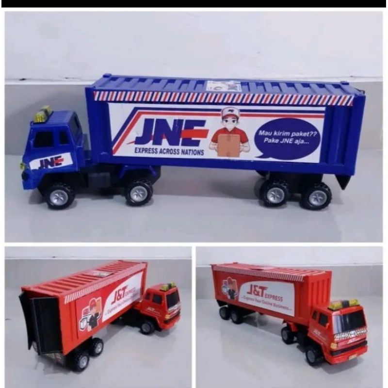 Mainan Truk Kontainer JNE J&T - Miniatur Mobil Box Ekspedisi Anak Laki