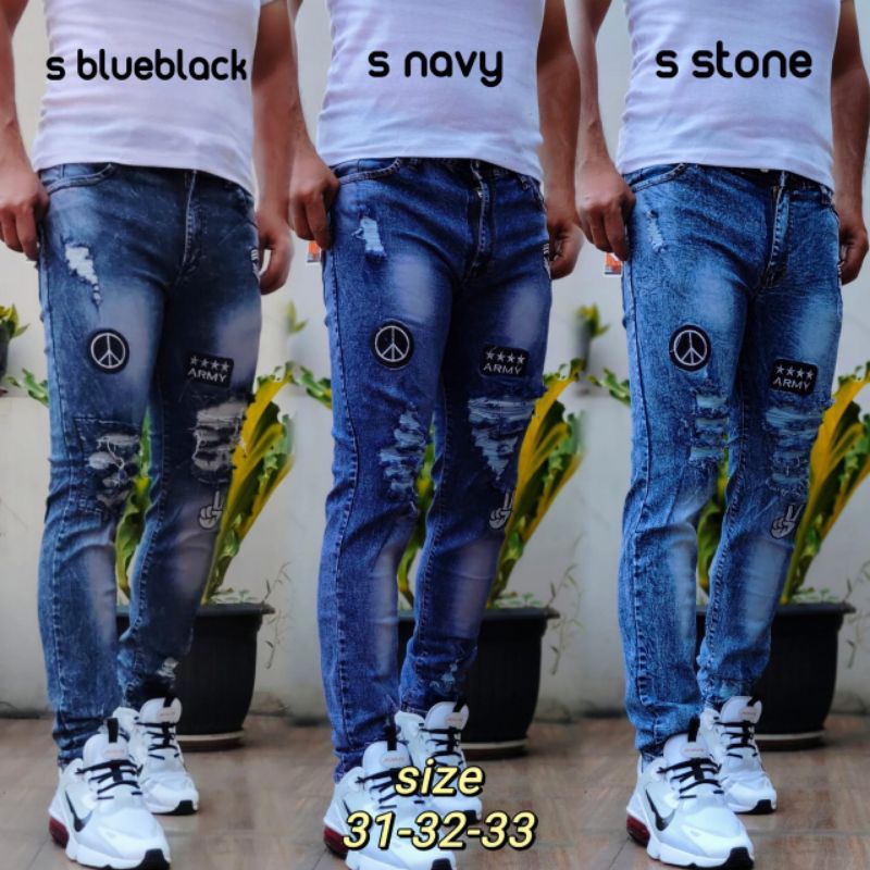 Celana jeans robek lutut pria - jeans robek terlaris
