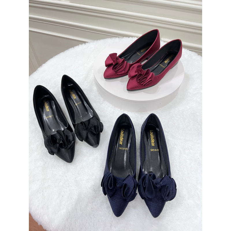 sepatu flat shoes wanita terbaru kekinian pesta LOUISDEAR sepatu flat heel 2 cm bahan satin B46