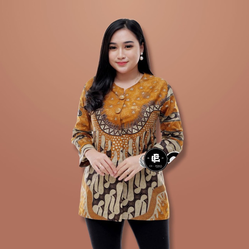 BAJU BATIK WANITA MODERN MONALISA GENES M,L,XL asli PEKALONGAN