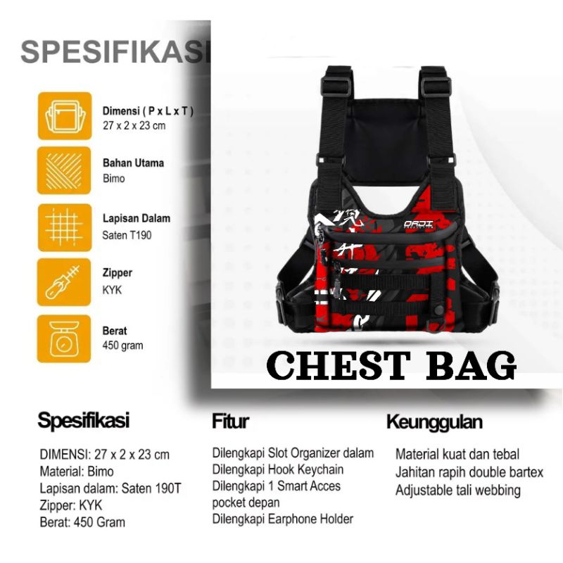 tas dada pria rompi pelindung dada chest bag tactical chestbag motor terbaru