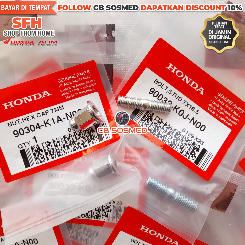 Baut Knalpot Genio CBS Drat M7 Mur Knalpot Genio CBS ISS 2019 2022 Original Honda AHM 90032K0JN00 - 