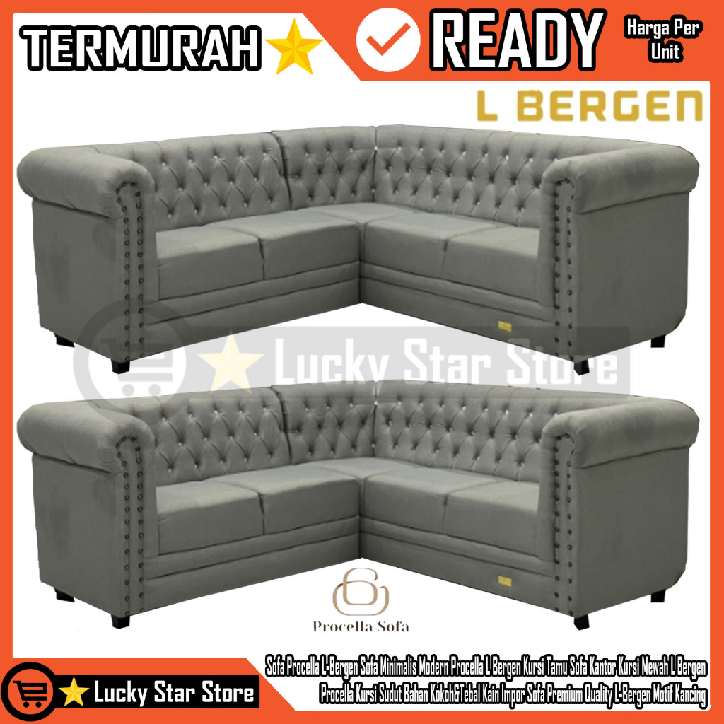 [Kargo] Sofa Procella L-Bergen Sofa Minimalis Modern Procella L Bergen Kursi Tamu Sofa Kantor Kursi 