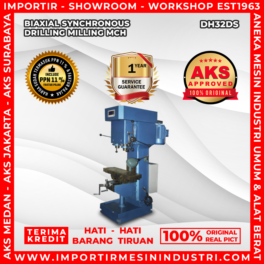 Mesin Tapping Drilling Milling Tap Machine 32mm 600x230mm Importir - DH32DS
