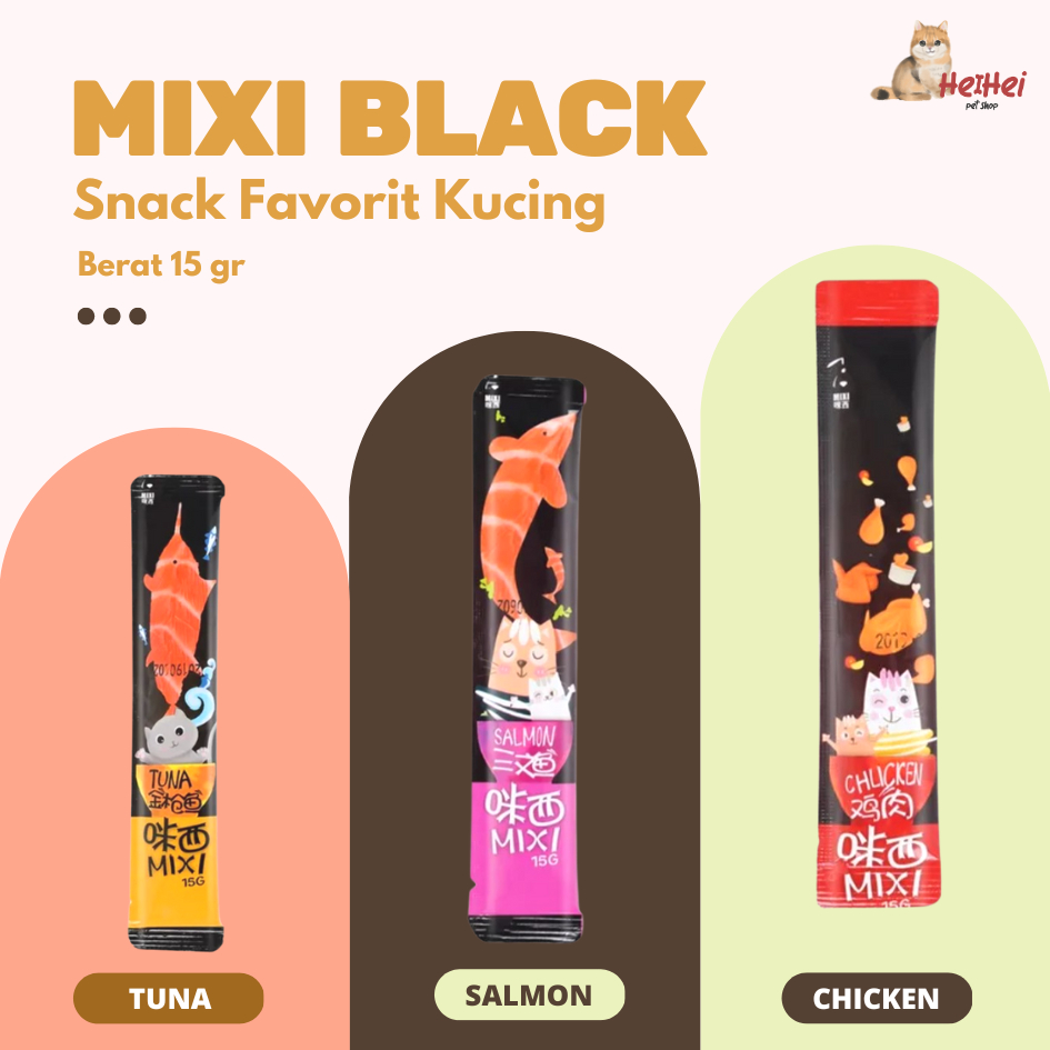 Black Mixi Cat Creamy Treats 16 gr - Mixi Hitam Snack Kucing Adult Kitten