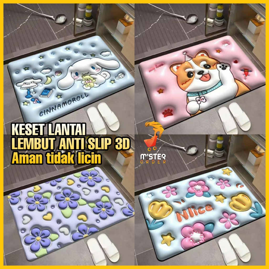 [COD] KESET KAKI DIATOMITE 3D KARAKTER ANTI SLIP - KESET KAMAR MANDI