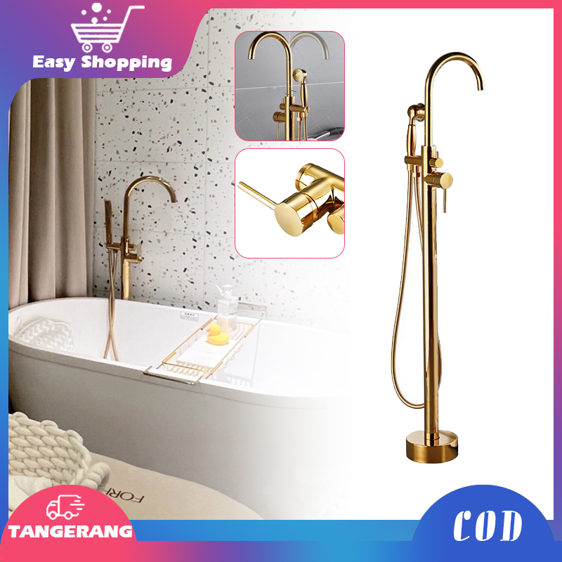 Lantai Berdiri Shower Bathtub Kuningan Bathtub Shower Faucet Keran Bak Mandi Pull Out Switch Bathtub Shower Keran Mixer