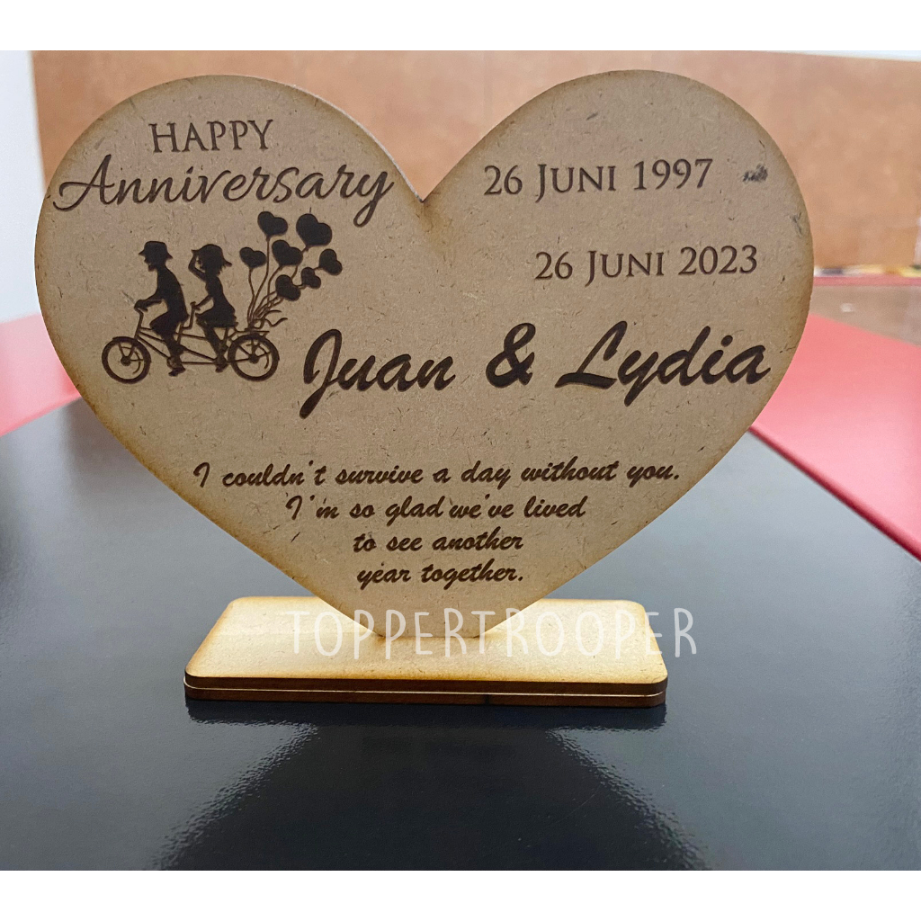 Custom Anniversary Wood | Hadiah Anniversary | Pernikahan | Hari Jadi |  Kado Anniversary | Wedding