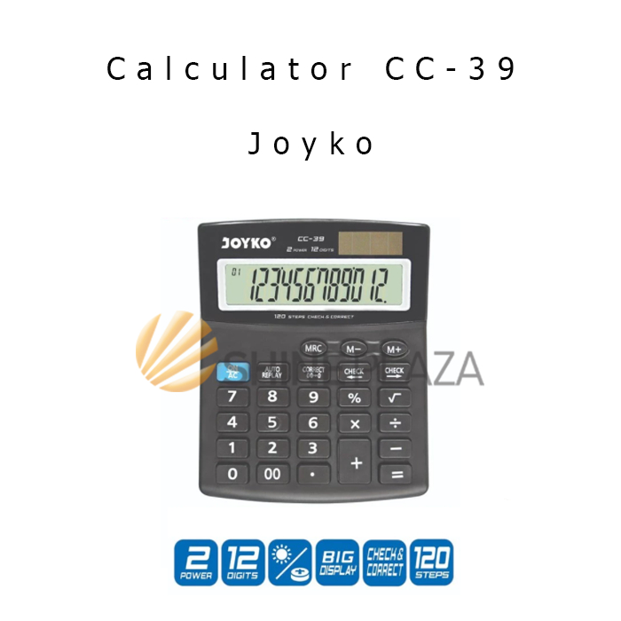 

Zyd Calculator Pasar Joyko CC-39 - Kalkulator 12 Digits Check Correct