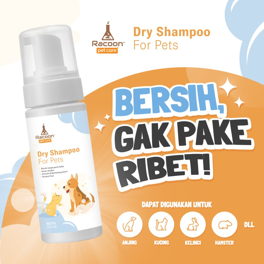 Racoon Dry Shampoo For Pets Shampoo Anjing Kucing Tanpa Bilas Hamster