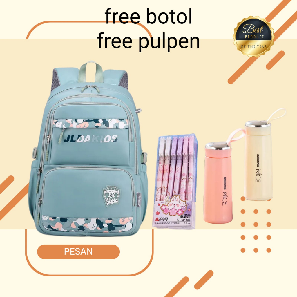 2023 Tas Punggung Ransel Wanita Import Backpack Cewek Impor (1 KG MUAT 2) JLD KIDS  FREE BOTOL