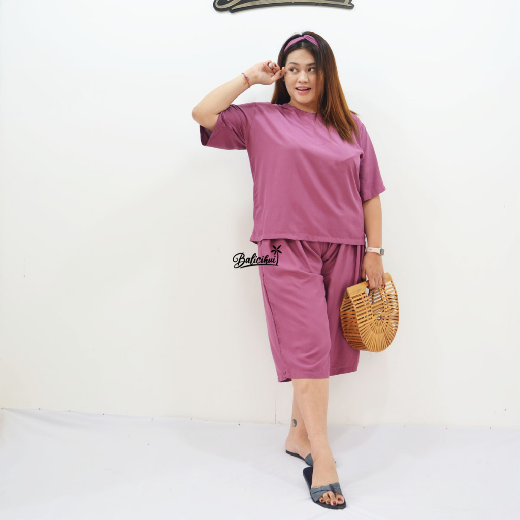 Balicihui Setelan Kasual Jumbo Setelan Plus Size Setelan Bigsize Big Size Setelan 3/4 Setelan Wanita