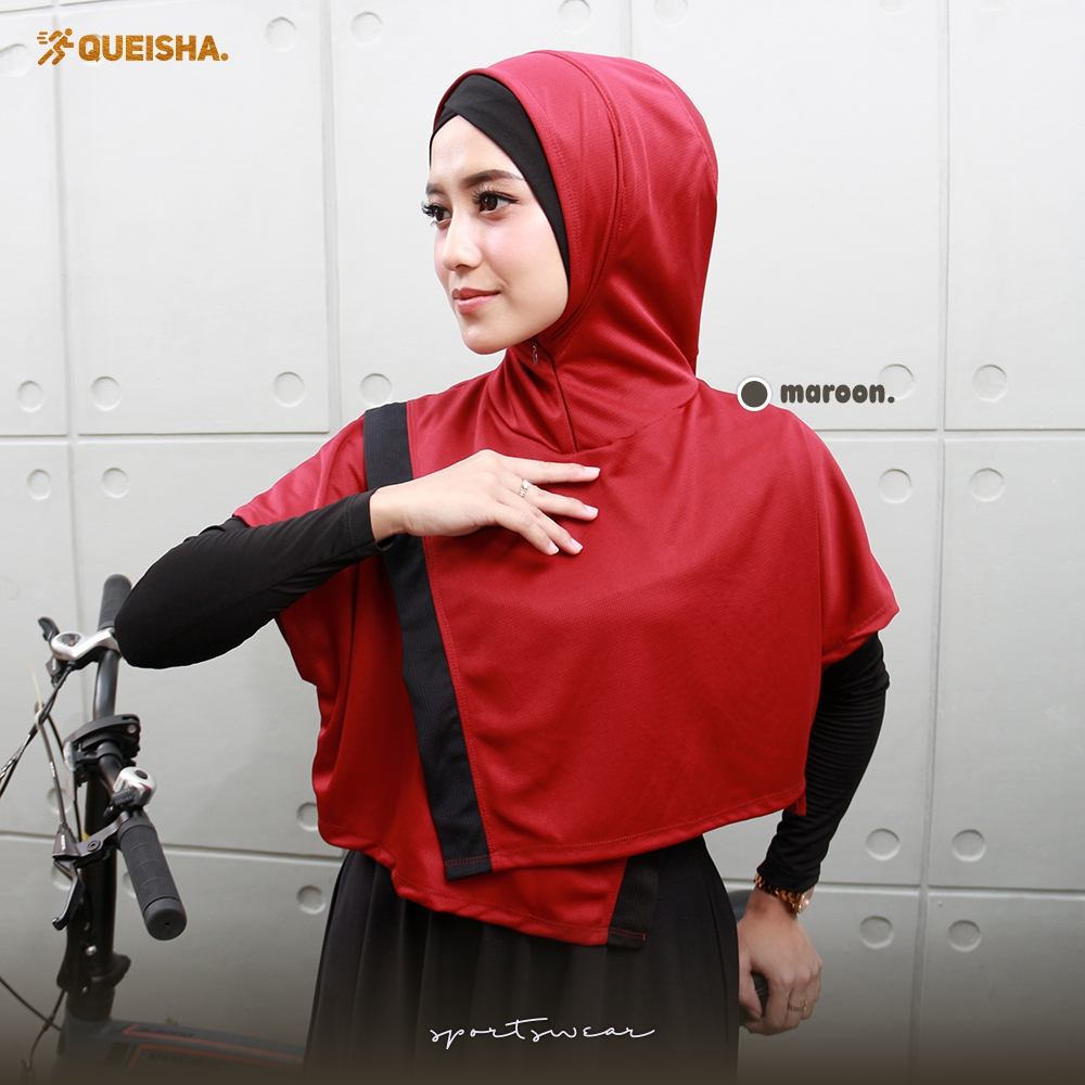 Queisha Sportwear l Olahraga Muslimah l Hoodie Wanita l Sportwear Zaneva l Olahraga Lari Bersepeda Workout Jogging Baju Renang