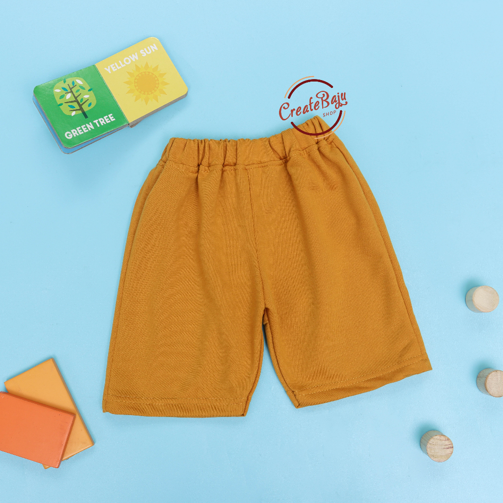 CELANA PENDEK ANAK BABY TERRY WARNA MUSTARD CELANA SANTAI ANAK LAKI 1-5 TAHUN FASHION