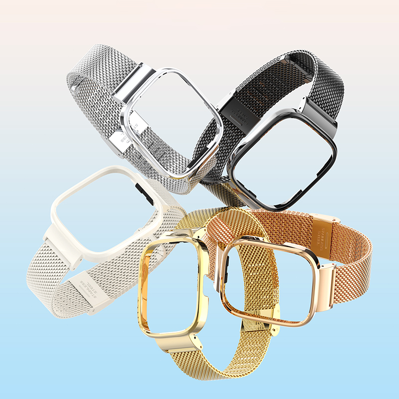 Redmi Watch 3 Milanese Stainless Strap For Xiaomi Redmi Watch 3 Band Mi Watch Lite With Metal Protector Case Bumper Magnetic Loop Bracelet For Redmi Watch