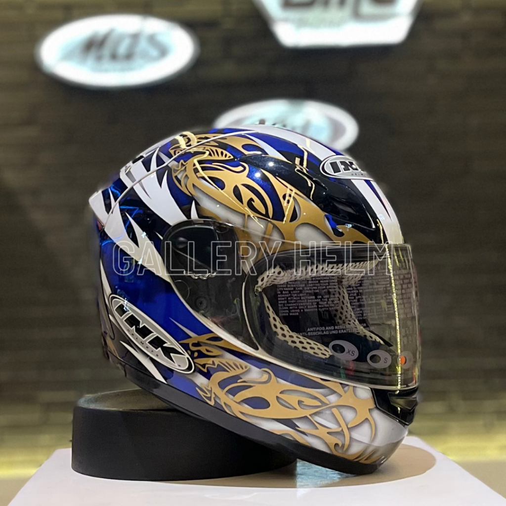 INK CL Primo #2 White Blue Gold / Helm full Face / INK full Face / INK CL primo motif 2 / INK CL pri