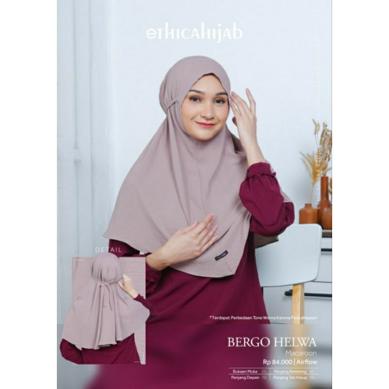 Ethica Hijab Kerudung Bergo Helwa (Black, Dark Navy, Macaroon, Plum, Simply Stone)