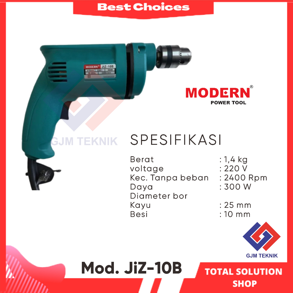 Mesin Bor Modern JiZ-10B - Bor 10mm modern murah - bor besi kayu modern - modern murah