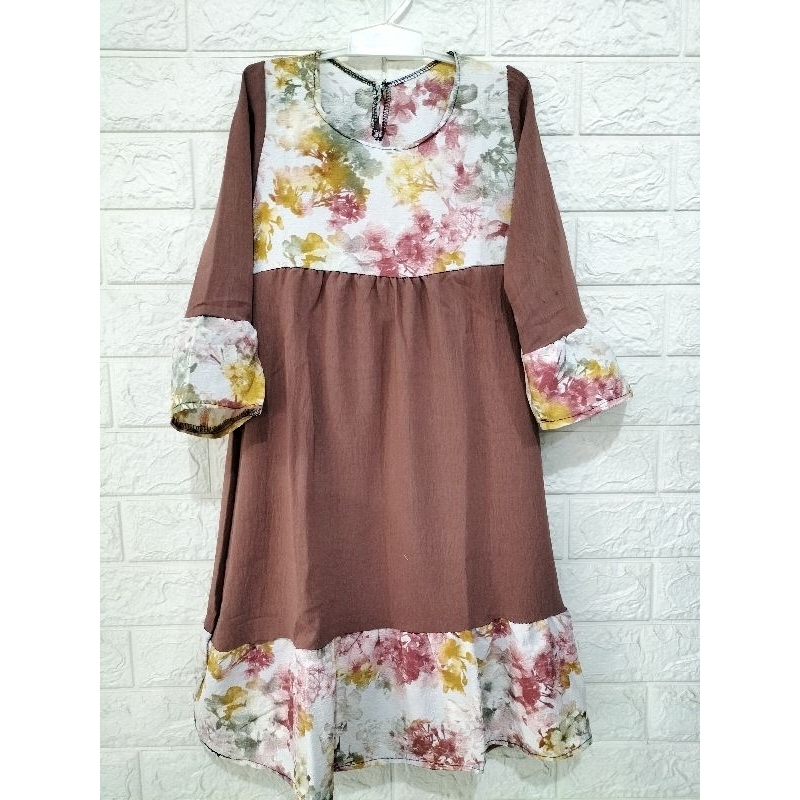 DRESS ANAK CRINKLE DASTER ANAK PEREMPUAN USIA 3 4 5 6 TAHUN