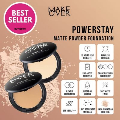 MAKE OVER POWERSTAY MATTE POWDER FOUNDATION || pedak padat