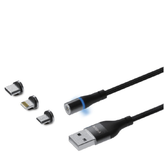 Kabel USB Magnetic 3 in 1 MicroUSB Type C V-GeN CMTL1-02 2A VGEN