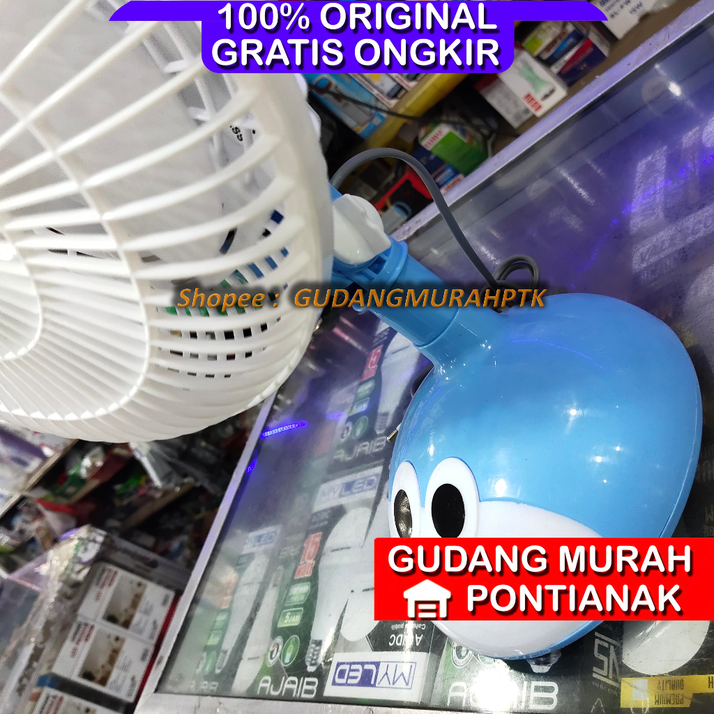 Kipas angin karakter Doraemon / Desk fan Doraemon biru Swing Bisa MENOLEH PROFAN / Arashi