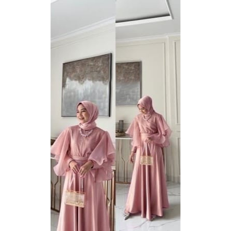 PCS MAXY ALMEERA FASHION PAKAIAN WANITA DRESS GAMIS MAXY BUSUI BAHAN VELVET SATIN MR 2 UKURAN M L