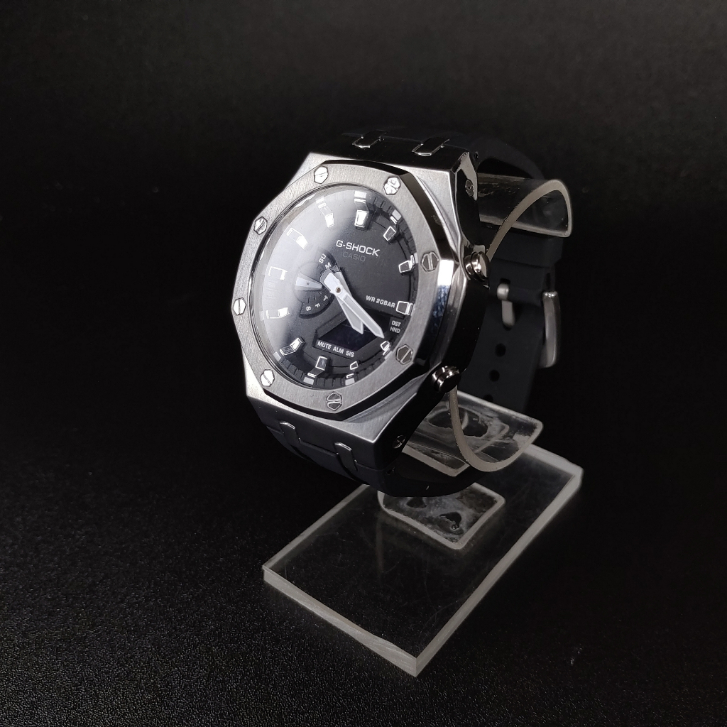 Jam Tangan CASIO G-SHOCK GM-2100 Custom Series Silver Black Autolight