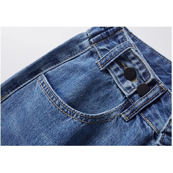 Celana Jeans Wanita Tombol Fashion Highwaist Kulot Jeans Import