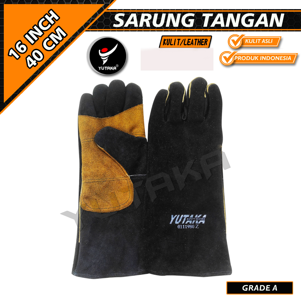 Sarung Tangan Las Yutaka 16 Inch Tebal warna hitam