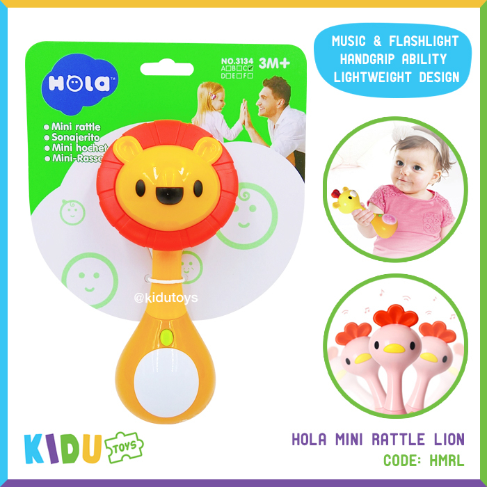 Mainan Anak Bayi Rattle Lucu Hola Mini Rattle Karakter Lion Rabbit Elephant Giraffe Cat Chicken Kidu Baby