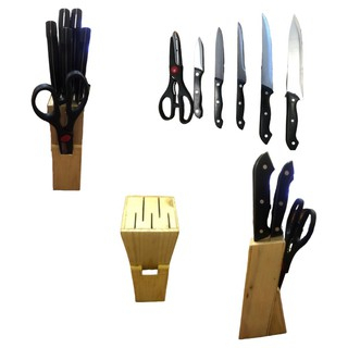 Pisau Set 7in1 KAYU Stainless knife Steel Dapur Daging Buah Sayur Multifungsi Serbaguna