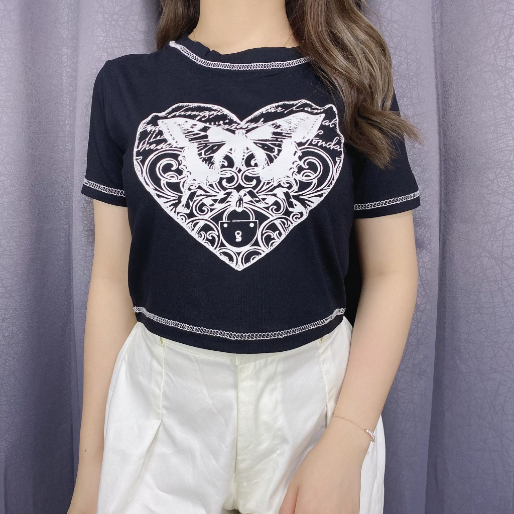 Crop top Heart / crop top wanita