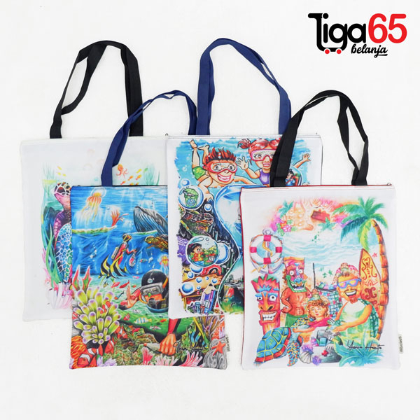 365 TOTEBAG LUKISAN HL #40774 / TOTEBAG KEKINIAN / TAS SELEMPANG SEKOLAH KULIAH